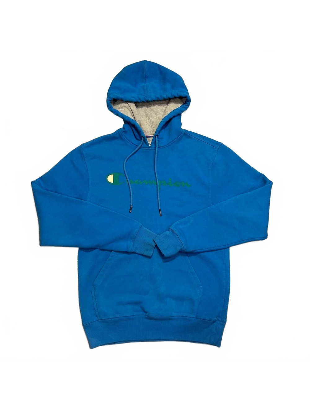 Champion Authentic Script Logo Hoodie Teal Blue Green Size Small Pullover